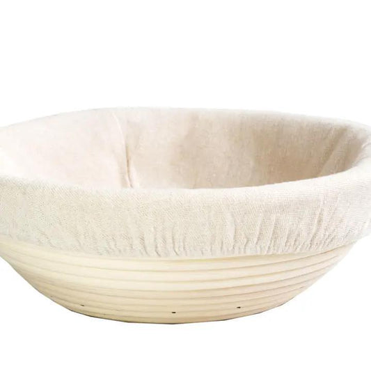 10" Round Bread Proofing Basket Rattan Bowl W/Cloth Liner