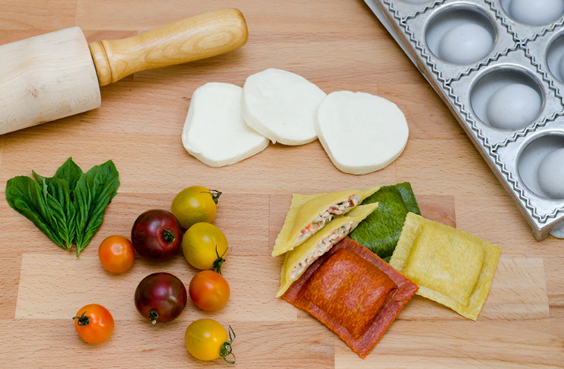Heirloom Tomato & Fresh Mozzarella Ravioli in Basil, Tomato & Egg Doughs