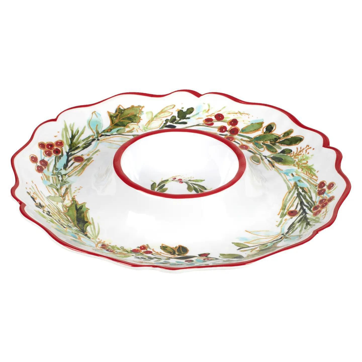 Christmas Gatherings Melamine Chip and Dip Plate