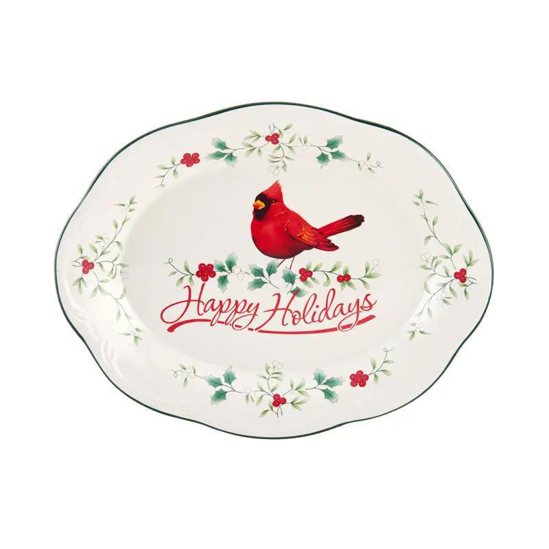 Winterberry Happy Holidays Oval Plate