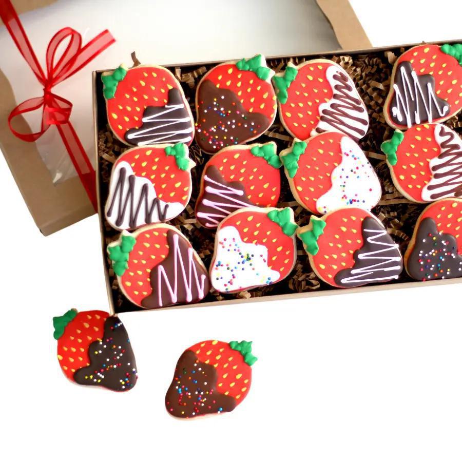 12 Ct. Chocolate Covered Strawberry Cookie Gift Box Set