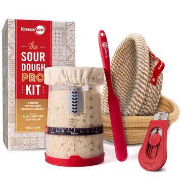 KneadAce Pro Sourdough Kit:34oz Jar-Round Baskets-Bread Lame