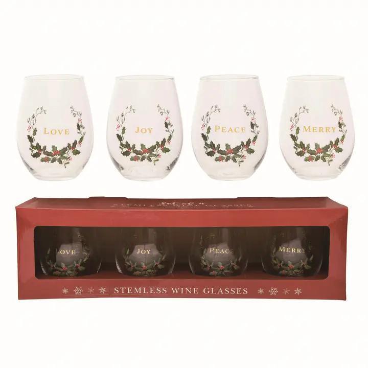 Stemless Wine Glasses Set Of 4