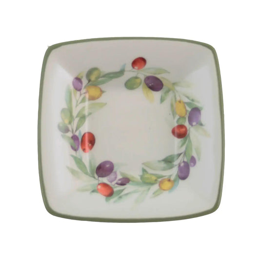 Small Square Bowl Olive Wreath