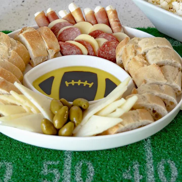 Olive Oil and Vinegar Football Dipping Tray