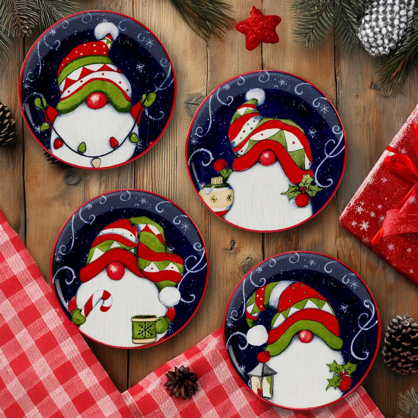 Christmas Gnomes Canape Plate Ast