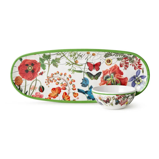 Melamine Chips & Dip Set Butterflies & Flowers