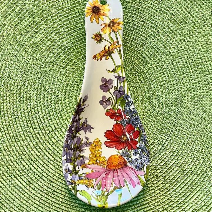 Wildflower Floral Garden Bamboo Oval Serving Platter