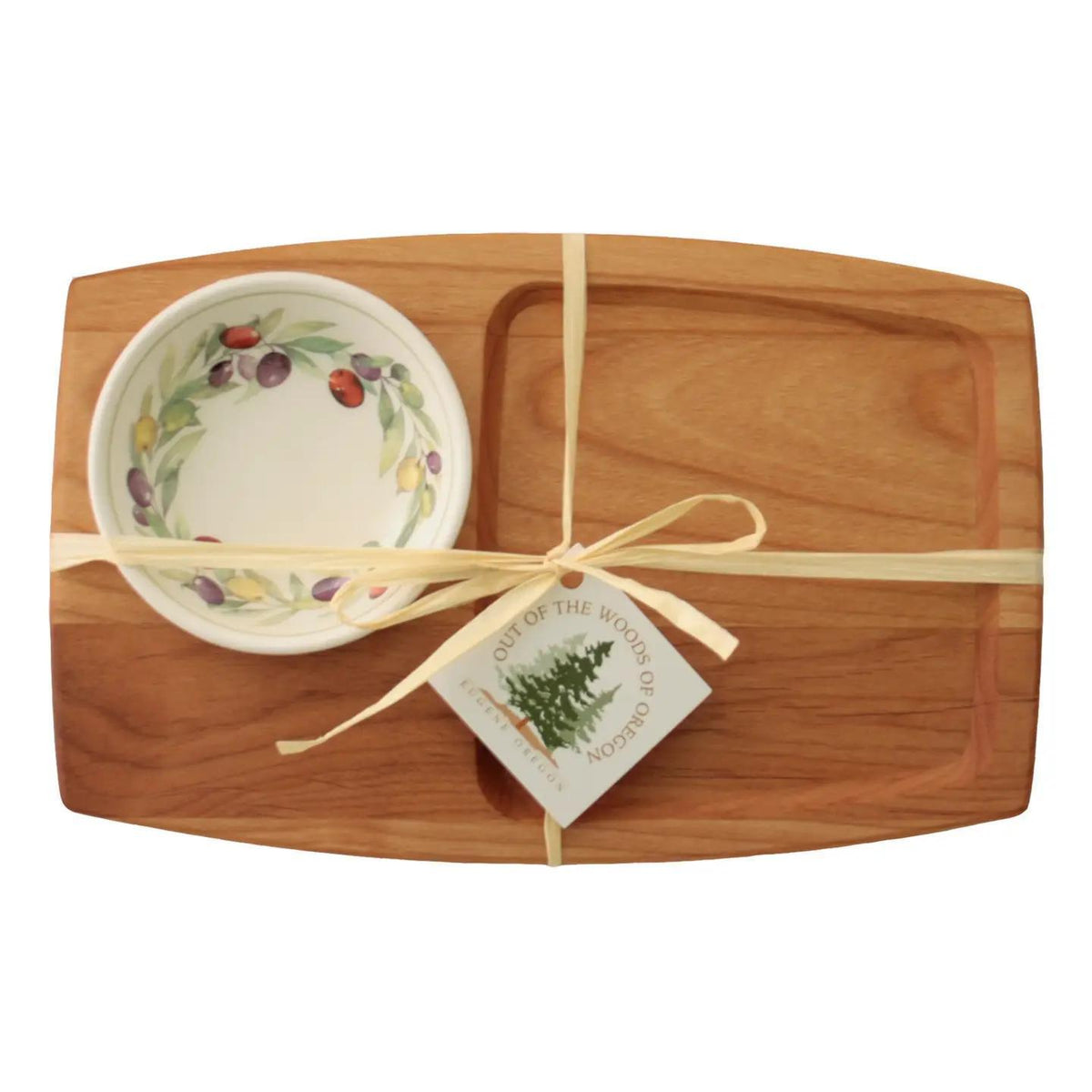 Appetizer Board with Bowl - Olive Wreath