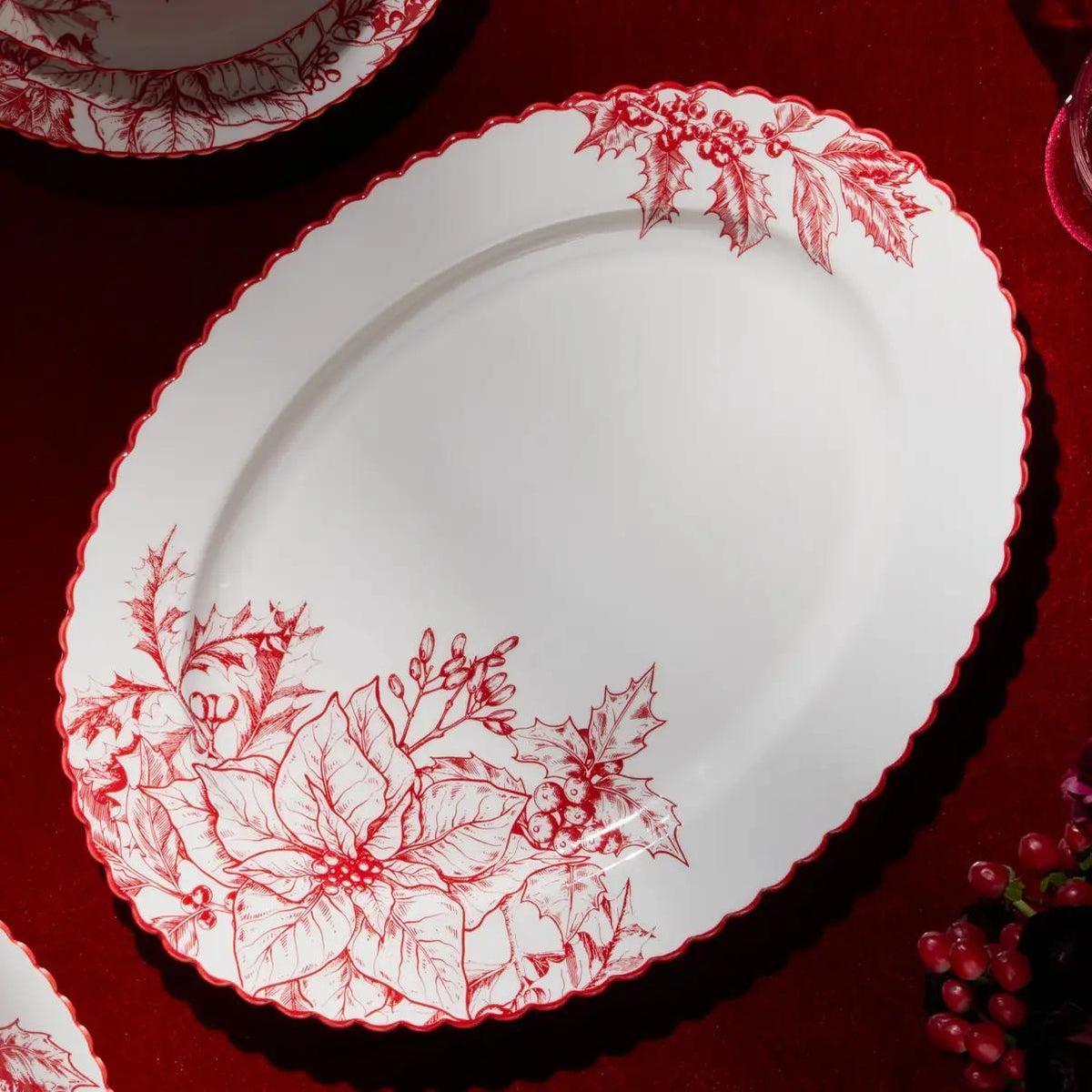 Crimson Noel Oval Platter 16 X 12