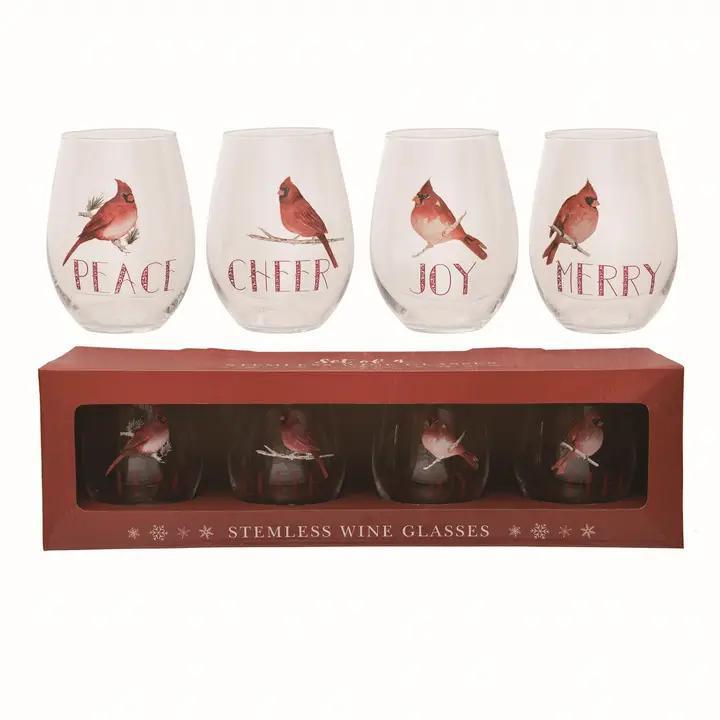 18oz Stemless Wine Glasses Set 4