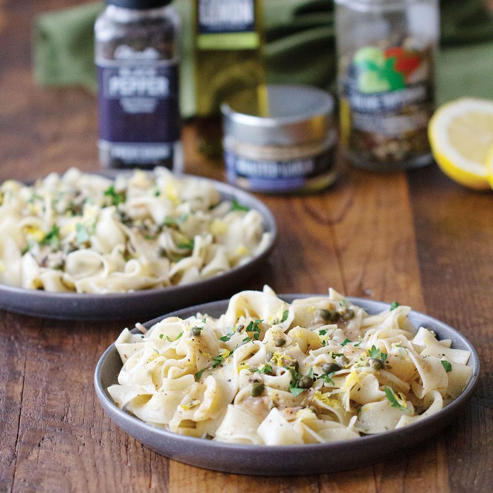 Lemon and Pepper Pasta with a Lemony White Wine Sauce