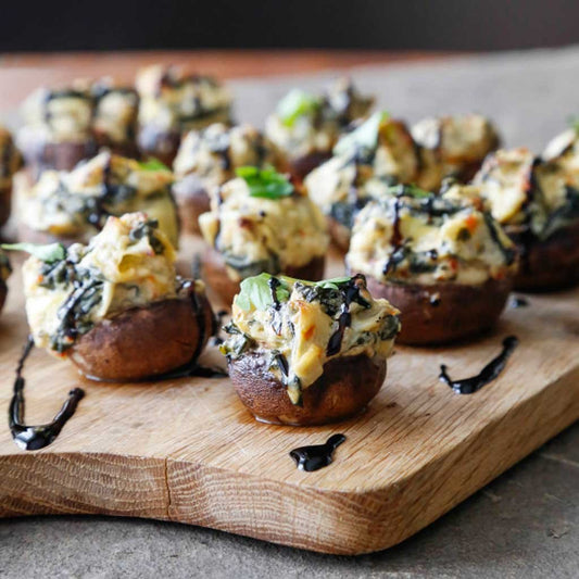 Spinach and Artichoke Stuffed Mushroom Bites