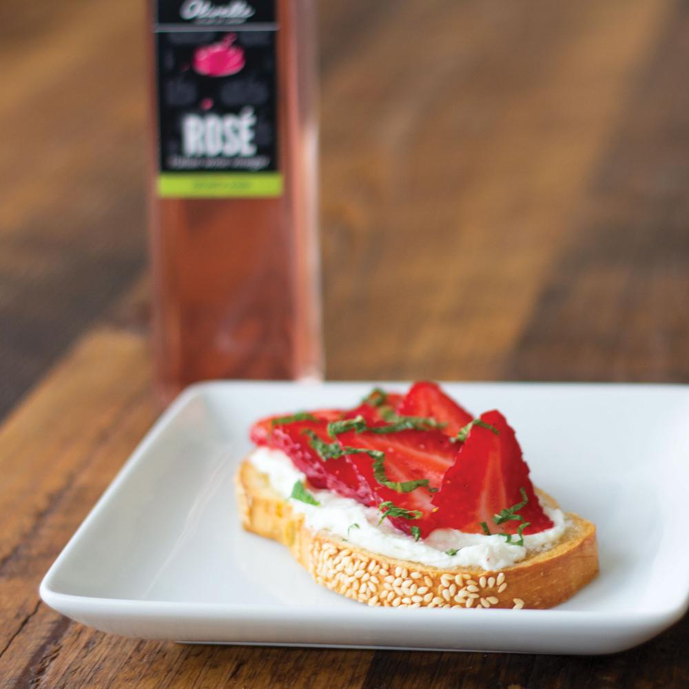 Strawberry Prosecco Toast with Whipped Honey Goat Cheese