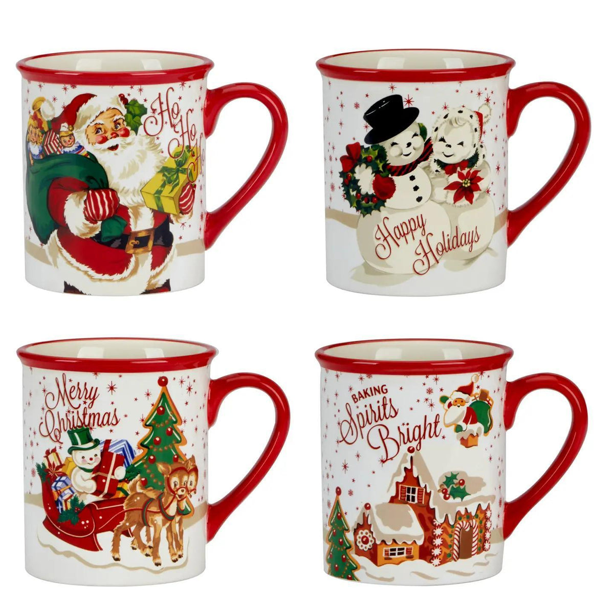 Santa's Retro Christmas Mug Asst