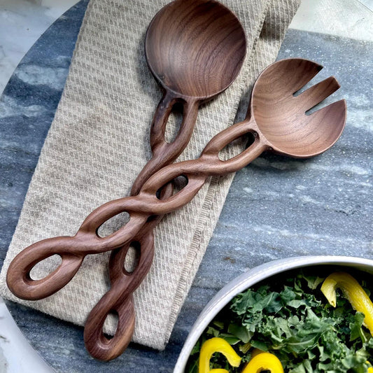 Walnut Wood Salad Server Set