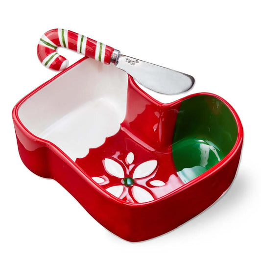 Stocking Bowl & Candy Cane Spreader Set of 2