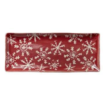 Red Snowflake Rectangle Platter