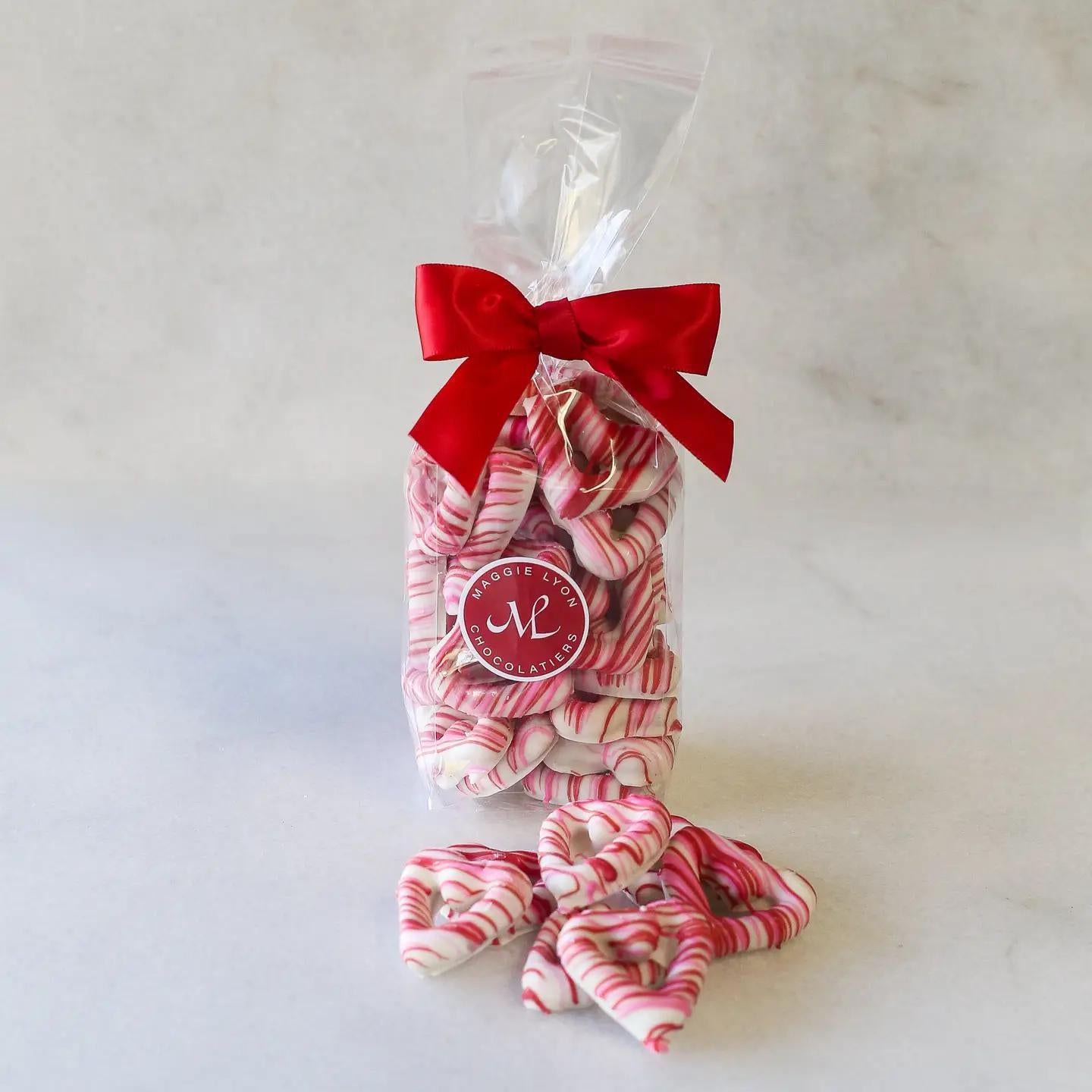 White Chocolate Covered Heart Shaped Pretzels