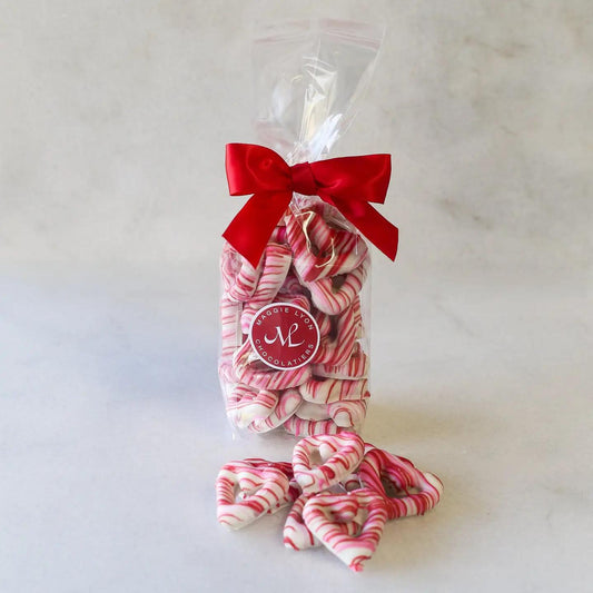 White Chocolate Covered Heart Shaped Pretzels
