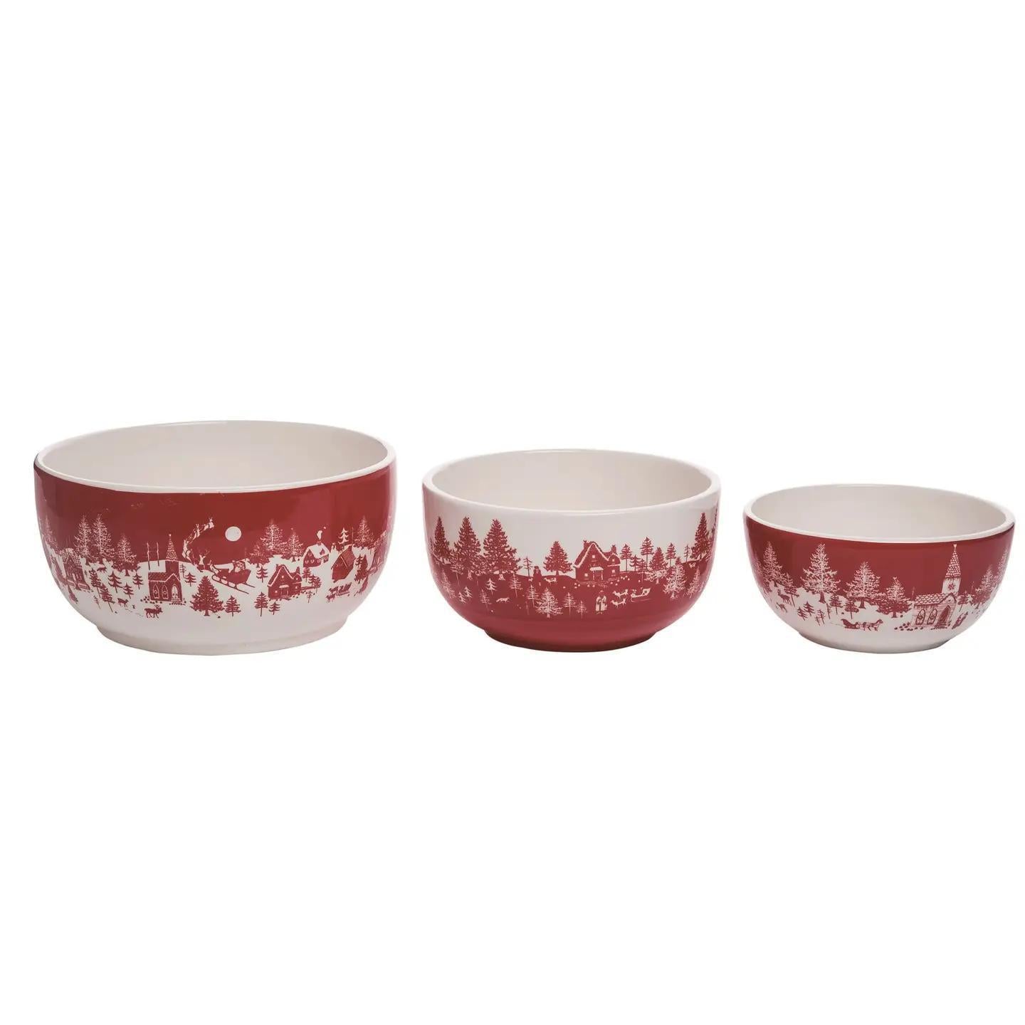 Christmas Toile Bowls Set 3
