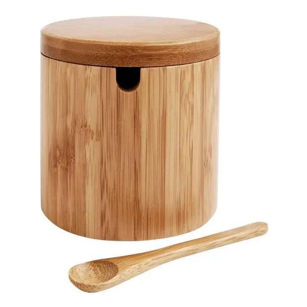 Bamboo Salt Box with Lid & Spoon 7oz