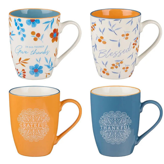 Mug Set 4pc Thankful, Grateful, Blessed