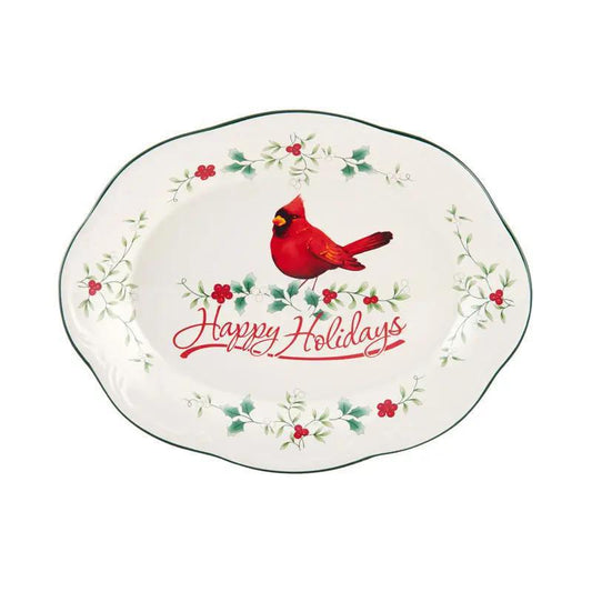Winterberry Happy Holidays Oval Plate