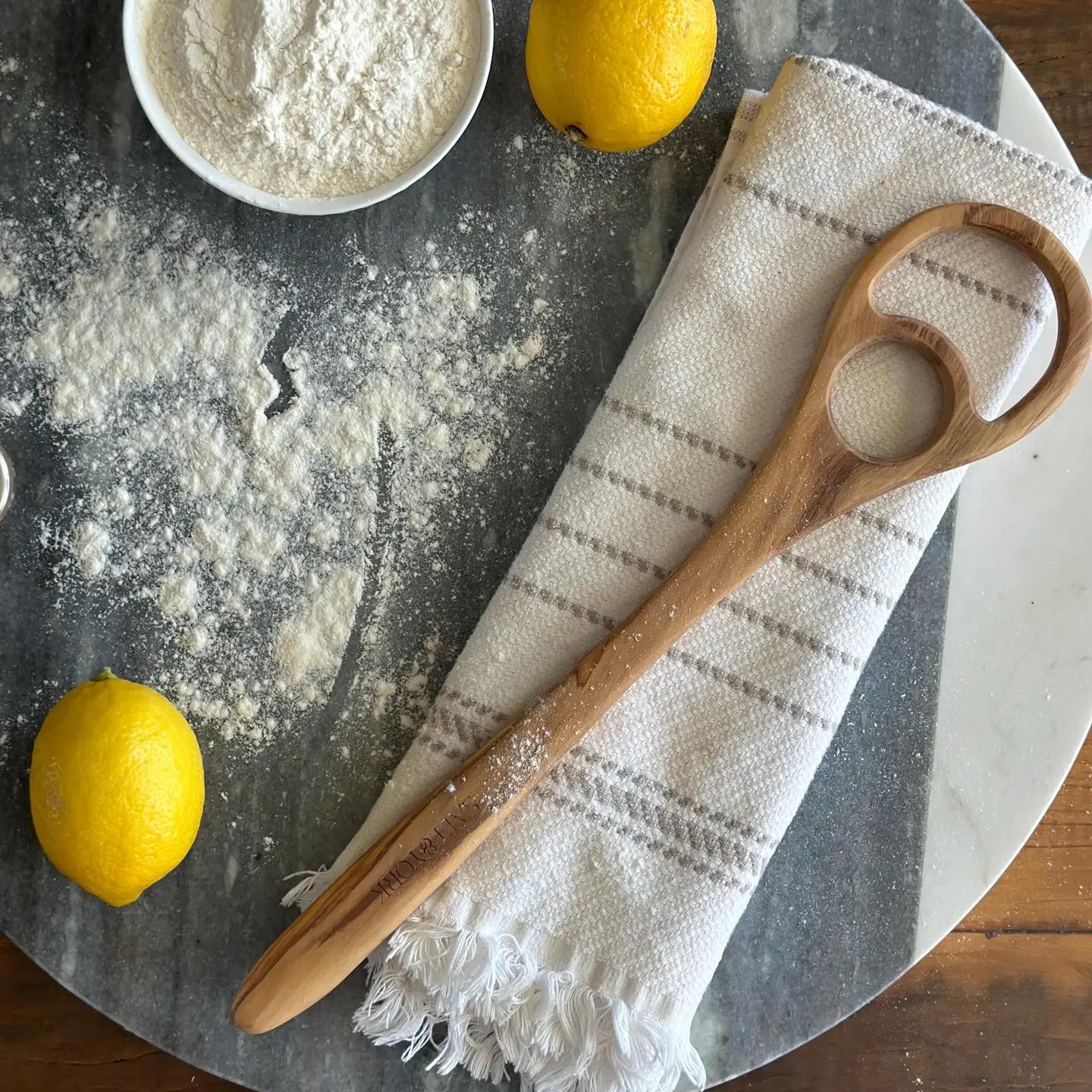 Large Olive Wood Dough Whisk