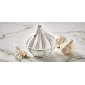 Garlic Roaster White Stoneware