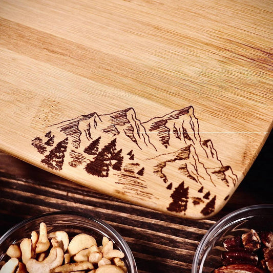 Mountain Forest Trees Bamboo Cutting, Chopping, Charcuterie Board