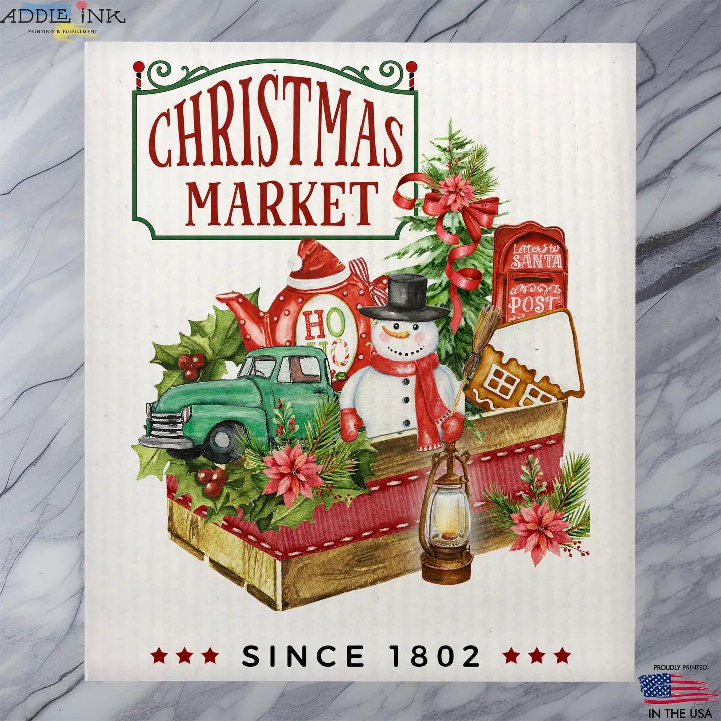Addle Ink Christmas Swedish Dishcloth & Tea Towels