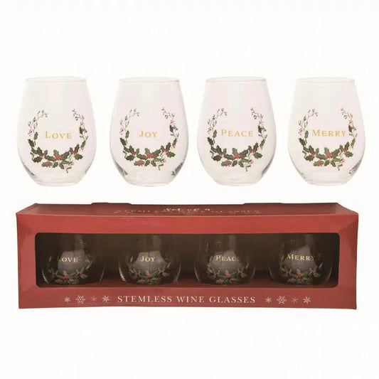 Stemless Wine Glasses Set Of 4