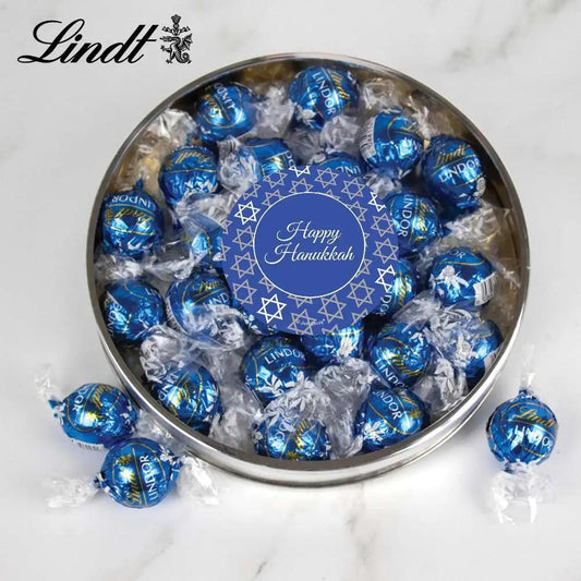 Hanukkah Gift Tin with Blue Sea Salt Milk Chocolate Lindor Truffles