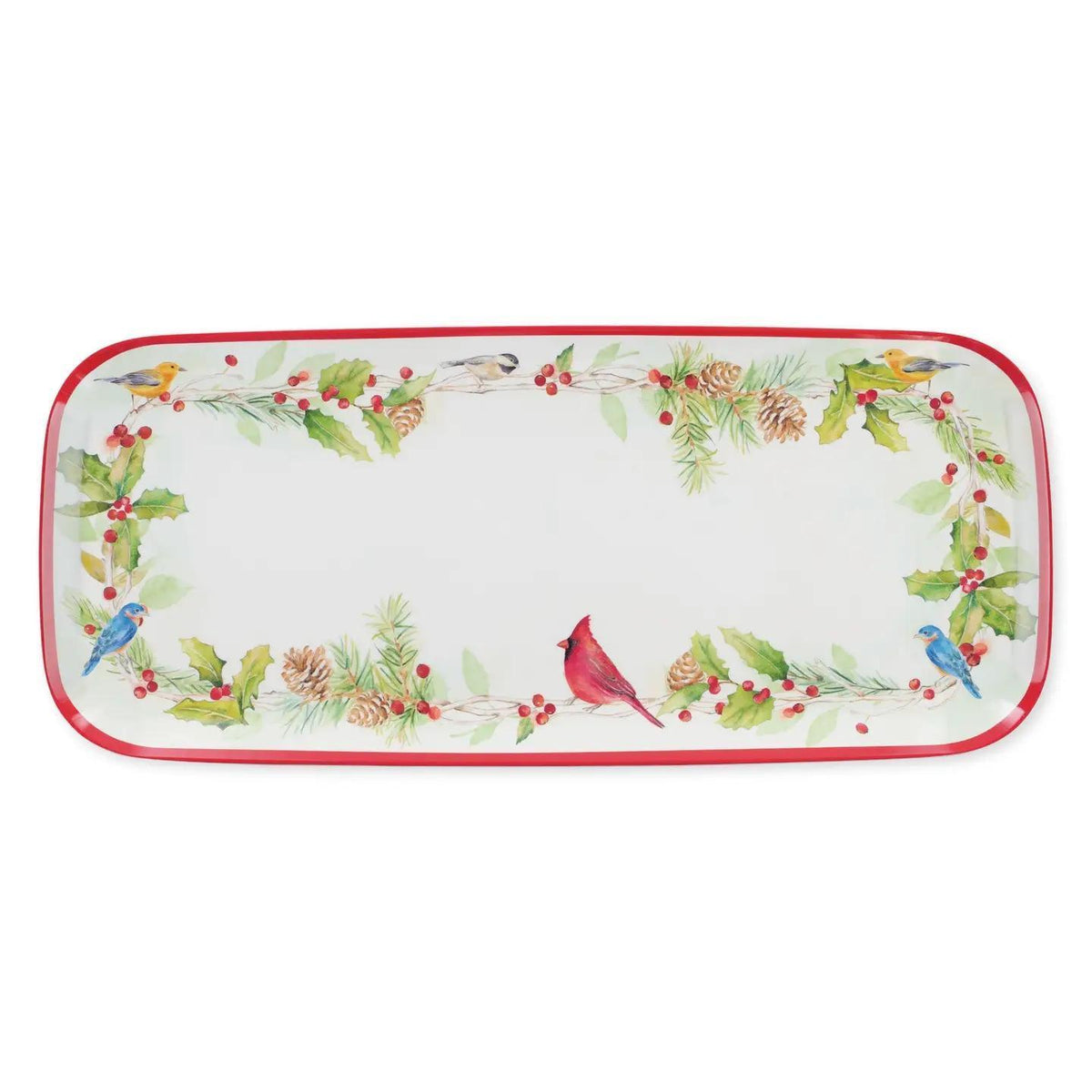 Winter Birds 15" Melamine Rectangle Tray