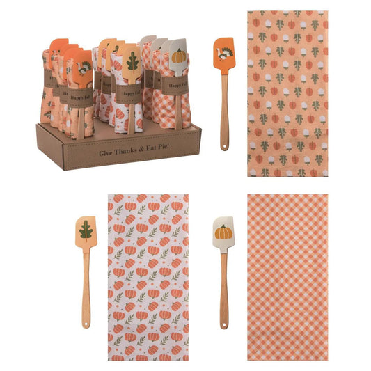Silicone Harvest Spatula/Tea Towel Gift Set