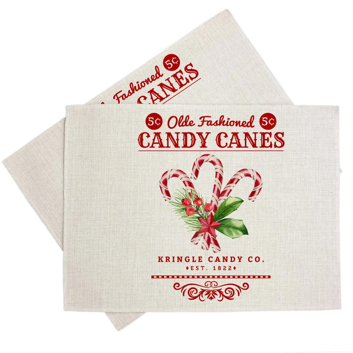 Old Fashioned Candy Cane Linen Placemat
