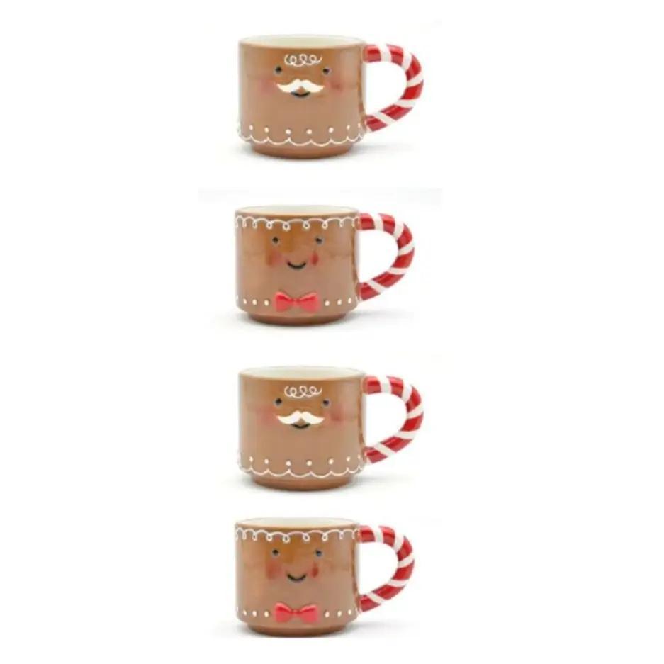Gingerbread Themed Stackable Mugs Set Of 4