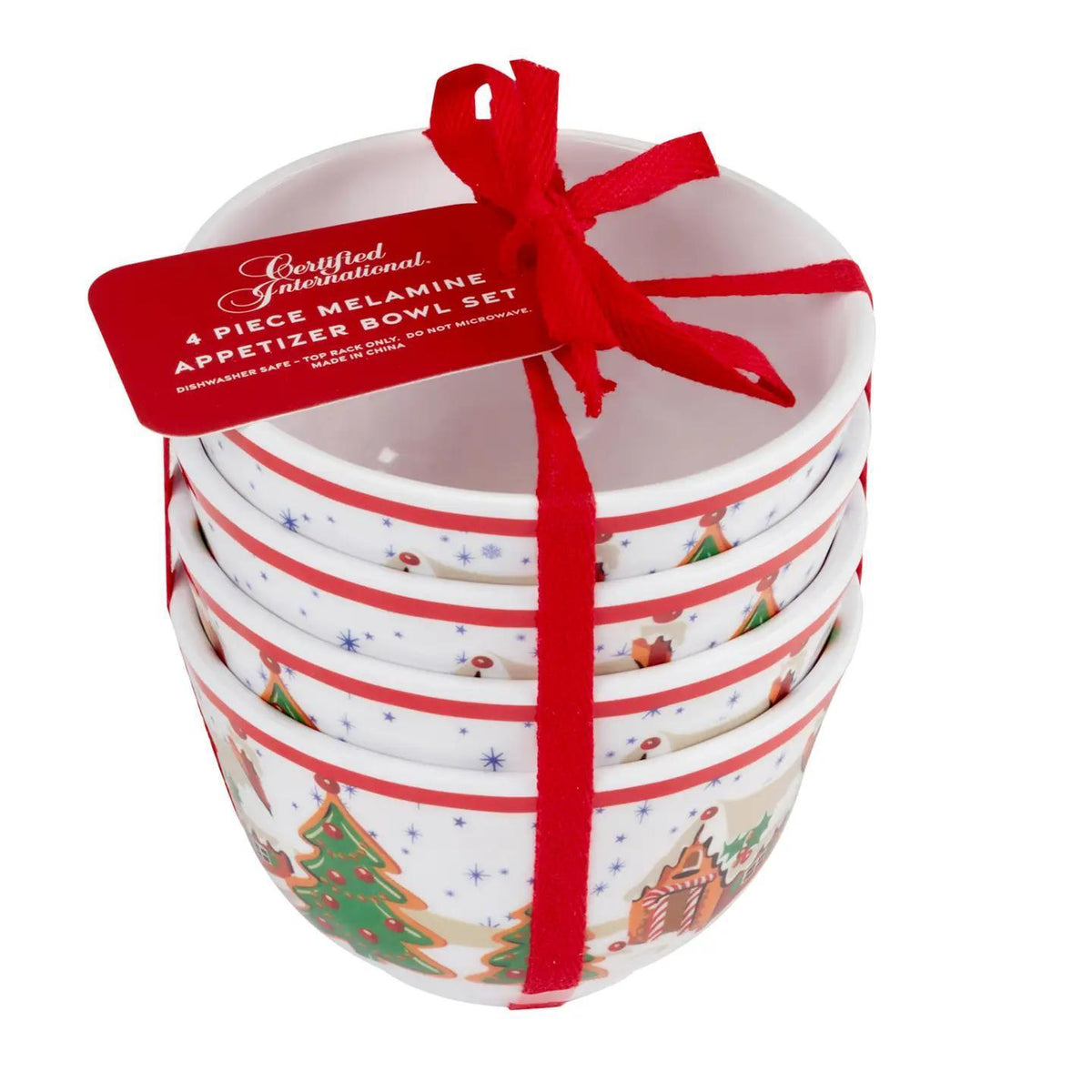 Santa's Retro Christmas Melamine Set of 4 4in Dipping Bowls