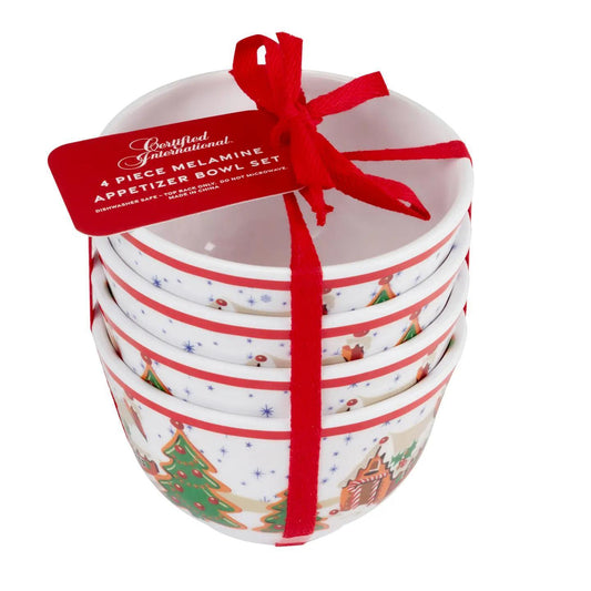 Santa's Retro Christmas Melamine Set of 4 4in Dipping Bowls