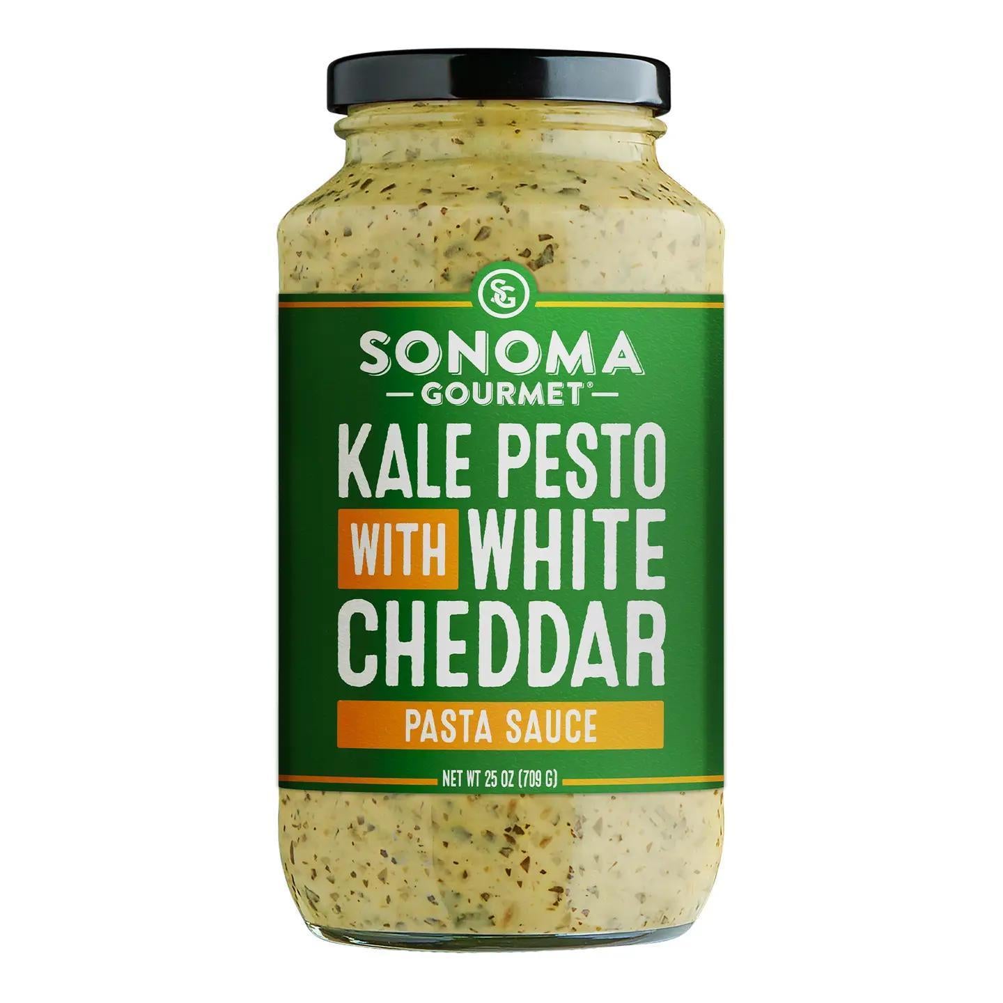 Kale Pesto with White Cheddar Pasta Sauce