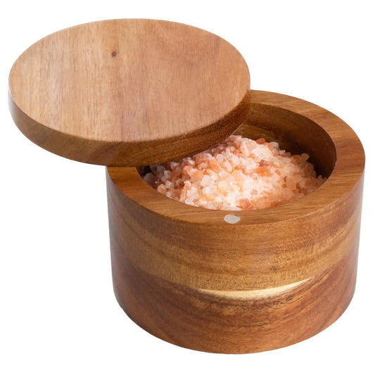 Acacia Salt Cellar with Swivel Lid