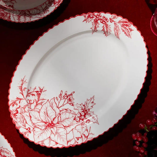 Crimson Noel Oval Platter 16 X 12