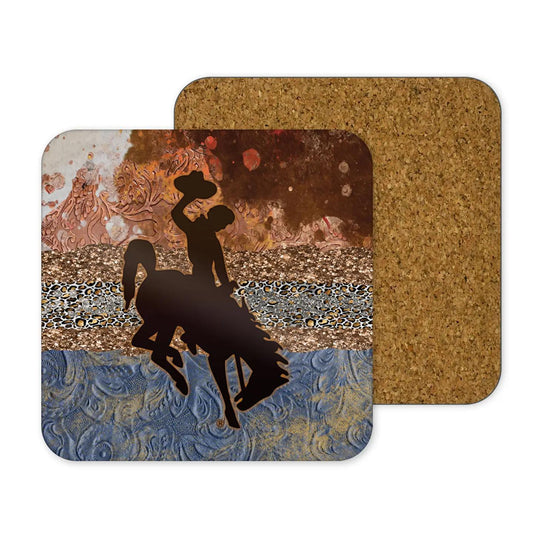 Western Glam Wyoming Bucking Horse Tabletop Coasters