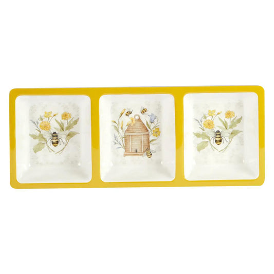 Melamine 3 Section Relish Tray Bees