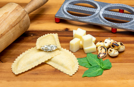 GF Asiago Roasted Garlic & Fresh Basil Ravioli in Egg Dough